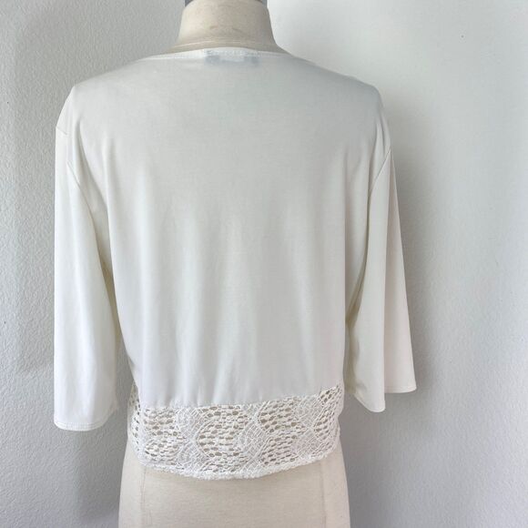 Vintage Michelle Lynn White Cardigan Large Open Front Whimsy Fairy Boho Peasant - Picture 8 of 10